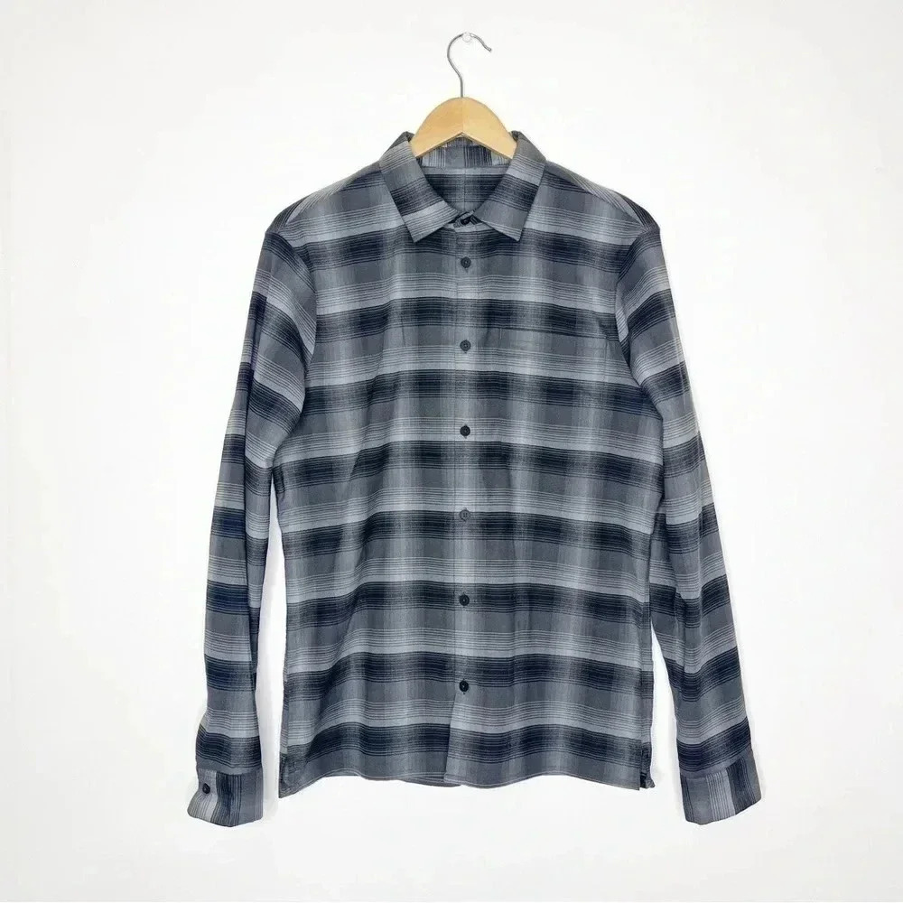 Lululemon Long Sleeve Shirt Masons Peak Flannel Gray Size Small Button Down - Picture 1 of 7